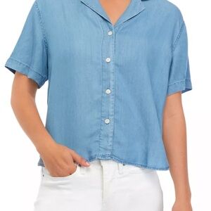 Workshop Republic Clothing Tencel Denim Shirt Women Medium Blue Button Up NWT